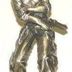 SOLID PEWTER, COWBOY IN ACTION FIGURINE/STATUE Weighing 600 grams 14cm High