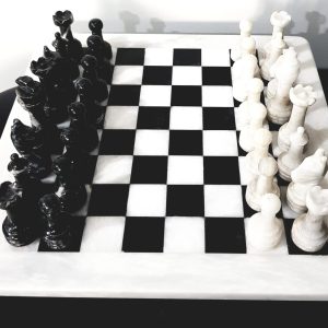 Chess Set 30cm x 30cm Black and White Marble