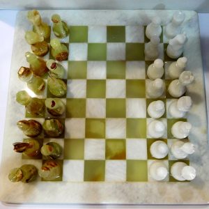 Chess Set 30cm x 30cm Green Onyx and White Marble