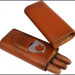 Cigar Holder Leather with Stainless Steel Guillotine Cigar Cutter