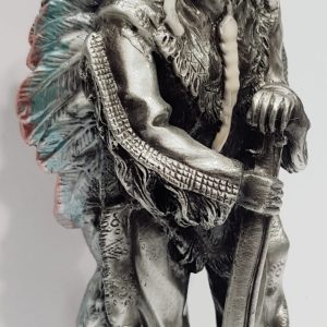 SOLID PEWTER, INDIAN WITH GUN FIGURINE/STATUE